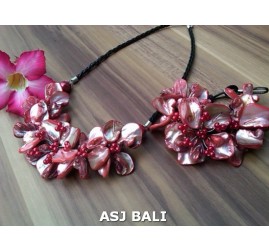 beads red seashells necklaces sets rings bracelets bali design