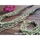 necklaces bracelets set of beaded stone multiple strand beige