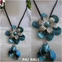 flowers shells necklaces pendant turquoise leather string