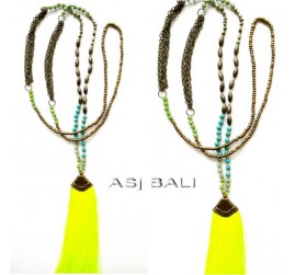 exclusive necklaces tassels golden chain with beads stone