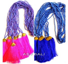 new model tassels necklaces bead stone bronze caps pink blue