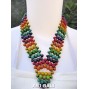 wooden bead necklaces rainbow color wrapted