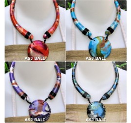wooden chokers necklaces pendant hand painted