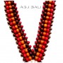 bali wooden beads red color necklaces leather strings ethnic design