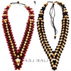 two color wooden beads necklaces ethnic design handmade