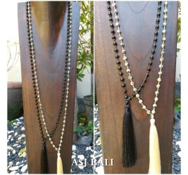 2color black white full agate bead stone necklace fashion handmade