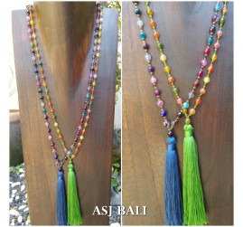 agate full stone bead mix color necklace tassels pendant fashion accessories 