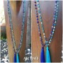 full agate stone beads tassels necklaces blue turquoise color