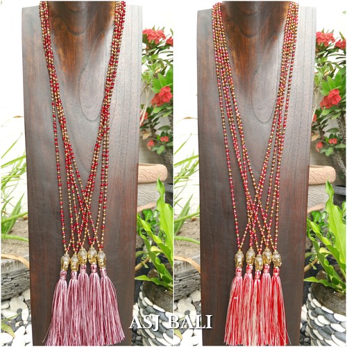 bali budha head prayer pendant tassels necklace bead handmade