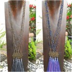 crystal beads single layer hamsa hand necklaces tassels pendant 