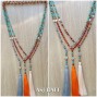 agate stone beads mix turquoise rudraksha fashion necklaces tassels