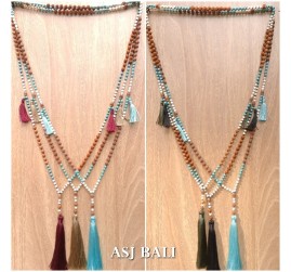 bali fashion tassels necklaces mix beads elegant style 5color