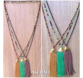 balinese tassels necklace crystal beads handmade fashion design
