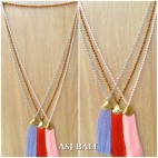 balinese tassels necklace crystal beads handmade golden chrome