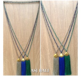 balinese tassels necklace crystal beads handmade fashion 3colors