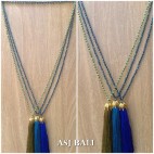 crystal beads solid color tassel pendant golden chrome king caps necklace