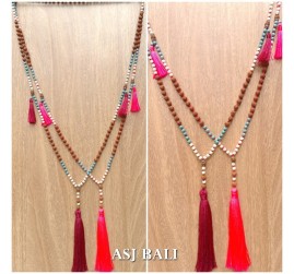 mala rudraksha with bead stone necklaces tassels pendant 2color