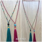 mix color ceramic bead tassels necklaces single layer 2color fashion