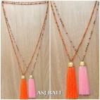 pineapple golden bronze caps tassels pendant style necklace crystal beads