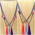 tassels pendant necklace mono strand beads 3color fashion