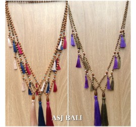 bali wooden bead necklaces tassels handmade classic design 5color