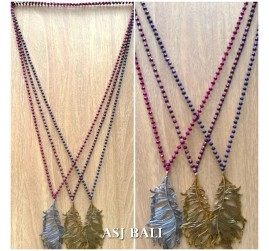 crystal bead strand solid necklaces bronze pendant 3color