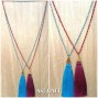 crystal beads long strand triple pendant tassels king caps necklaces design