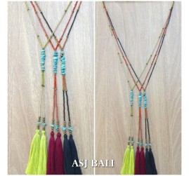 double tassels necklaces pendant with stone beads turquoise fashion design