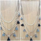 multi tassels necklaces beads triple strand fashion jewelry design