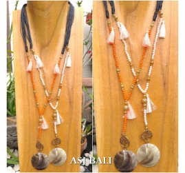 bali beads necklace charms tassels pendant mother pearl shell 2color
