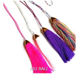 4color tassels necklaces beads crystal golden caps