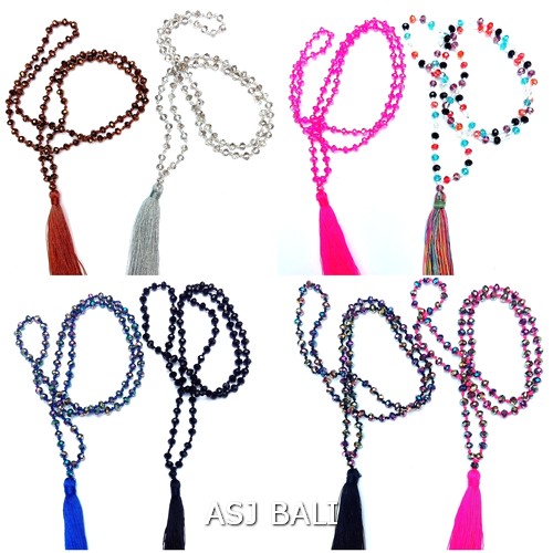 8color crystal beads tassels necklaces mix style fashions