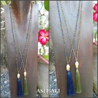 buddha head golden bronze tassels necklaces crystal beads 2color