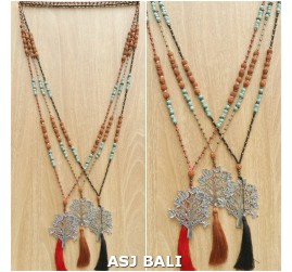 elegant style tassels necklaces pendant tree chrome mix beads fashion