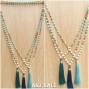 mix beading turquoise rudraksha stone necklaces tassels pendant 3color