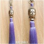 buddha golden chrome tassels keychain long purple color